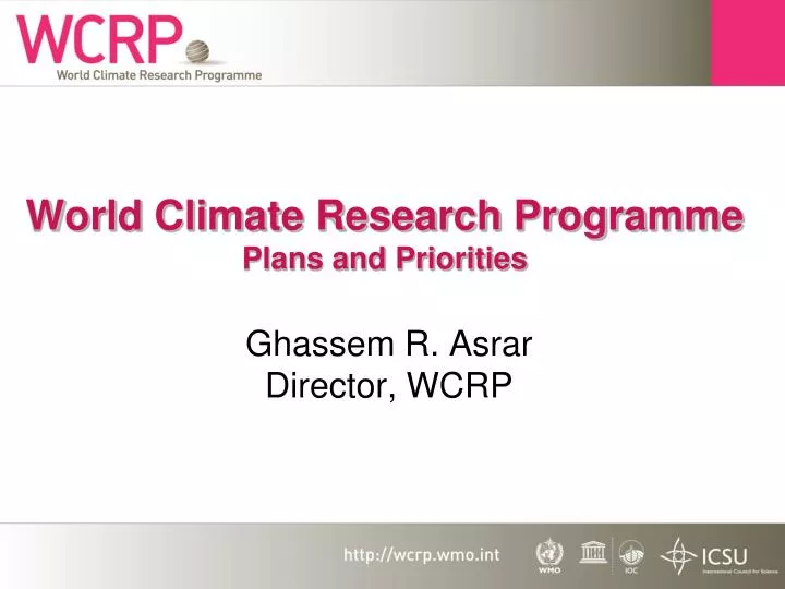 world climate research programme plans and priorities