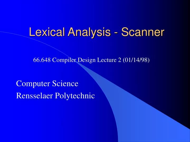 lexical analysis scanner