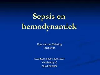 Sepsis en hemodynamiek