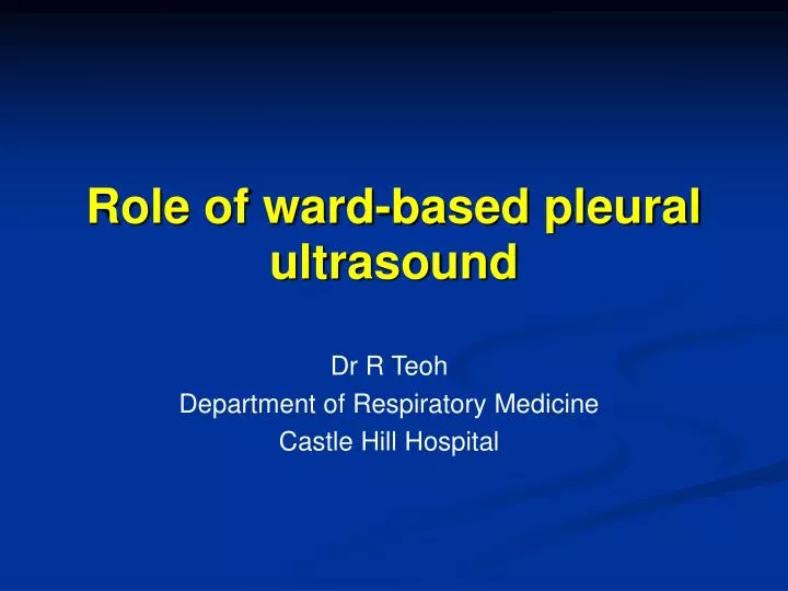role of ward based pleural ultrasound