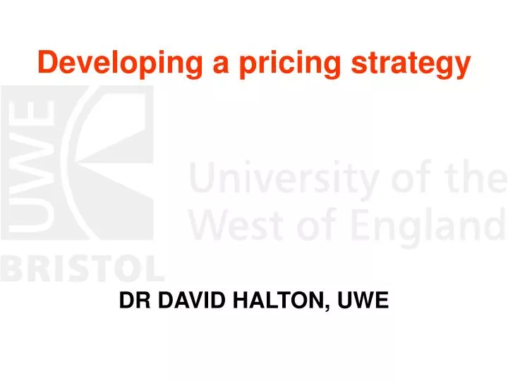 developing a pricing strategy