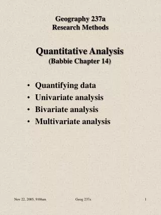 Quantitative Analysis (Babbie Chapter 14)