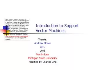 Introduction to Support Vector Machines