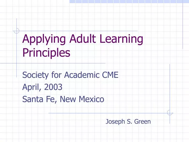 applying adult learning principles