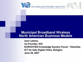 Municipal Broadband Wireless North American Business Models