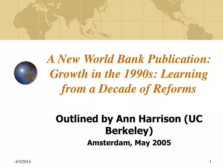 a new world bank publication growth in the 1990s learning from a decade of reforms