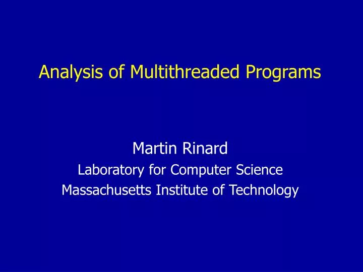 analysis of multithreaded programs