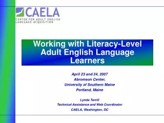 Working with Literacy-Level Adult English Language Learners