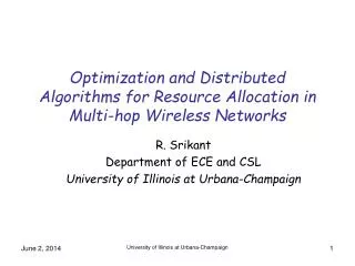Optimization and Distributed Algorithms for Resource Allocation in Multi-hop Wireless Networks