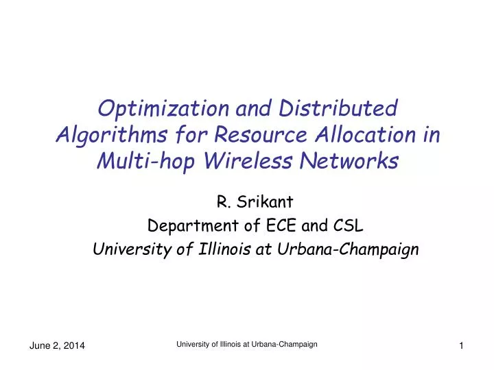 optimization and distributed algorithms for resource allocation in multi hop wireless networks