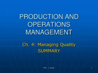 PRODUCTION AND OPERATIONS MANAGEMENT