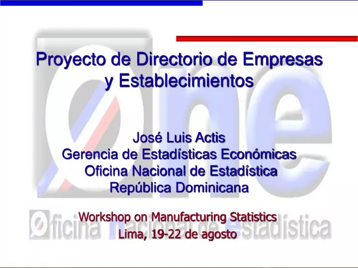workshop on manufacturing statistics lima 19 22 de agosto