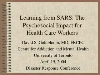 Psychosocial Impact for Health Care Workers