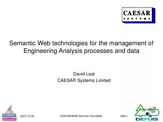 Semantic Web technologies for the management of Engineering Analysis processes and data