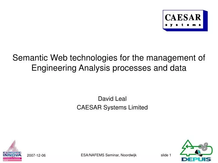 semantic web technologies for the management of engineering analysis processes and data