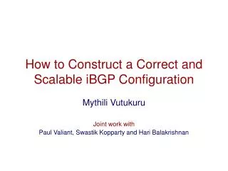 How to Construct a Correct and Scalable iBGP Configuration