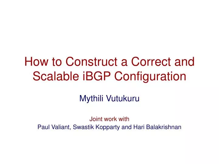 how to construct a correct and scalable ibgp configuration