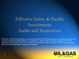 Effective Safety &amp; Health Assessments: Audits and Inspections