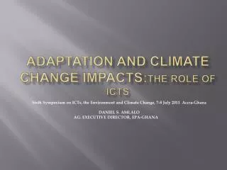 ADAPTATION AND CLIMATE CHANGE IMPACTS: THE ROLE OF ICTS