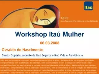 Workshop Itaú Mulher