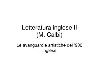 letteratura inglese ii m calbi