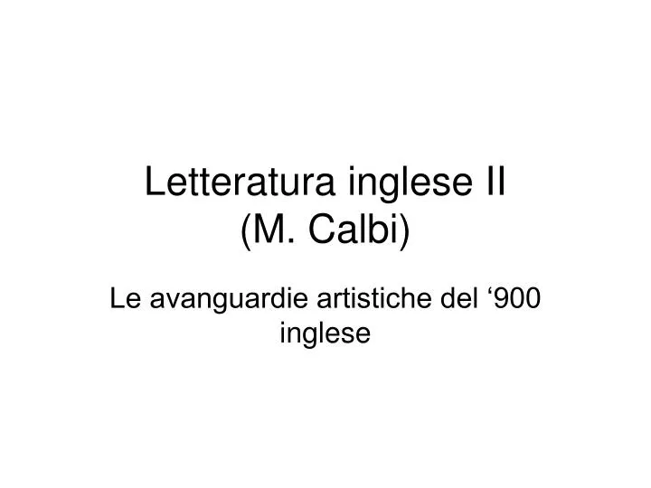 letteratura inglese ii m calbi