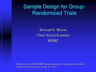 Sample Design for Group-Randomized Trials