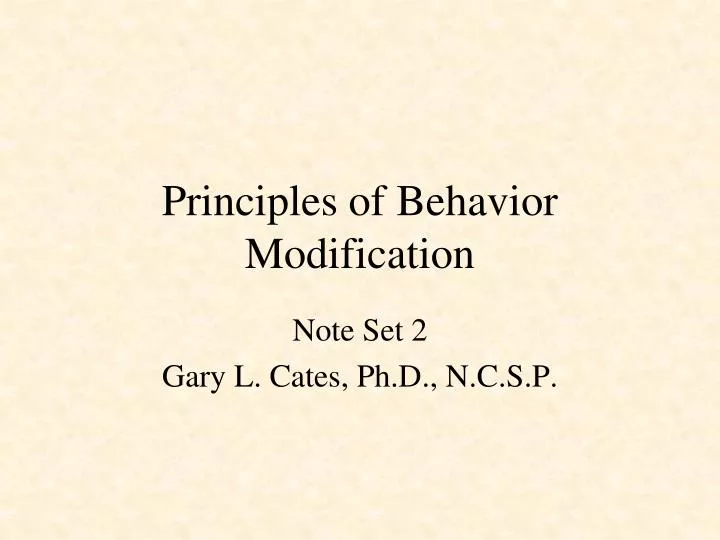 principles of behavior modification