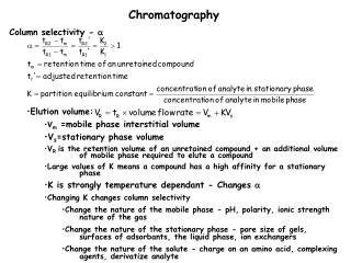 Chromatography Column selectivity - a