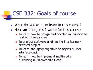 CSE 332: Goals of course