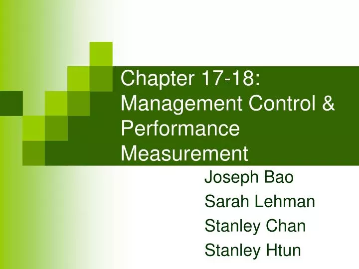 chapter 17 18 management control performance measurement