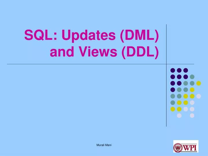 sql updates dml and views ddl