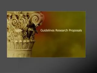 Guidelines Research Proposals
