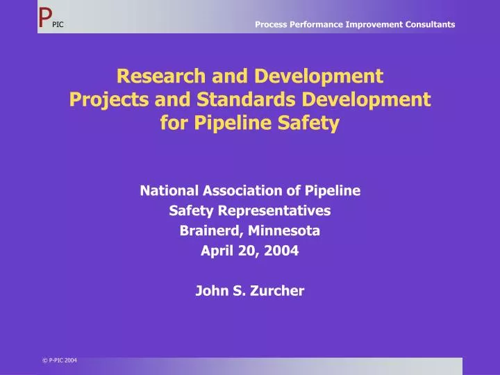 research and development projects and standards development for pipeline safety