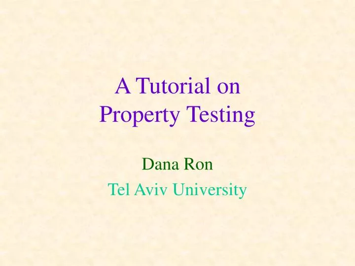 a tutorial on property testing