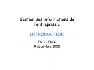 gestion des informations de l entreprise 1 introduction