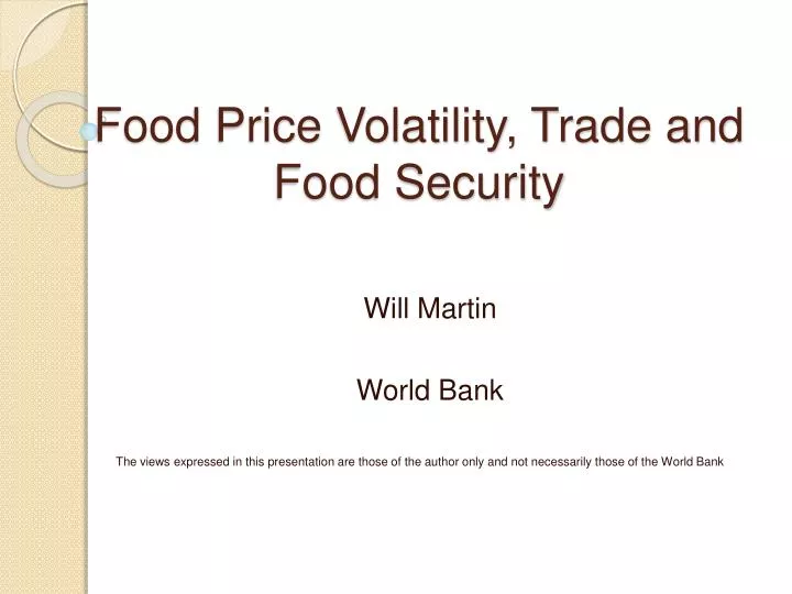 food price volatility trade and food security