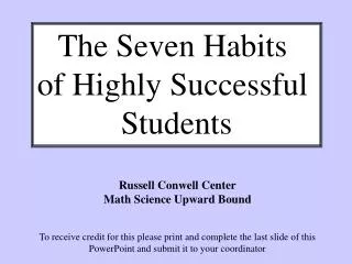 The Seven Habits of Highly Successful Students