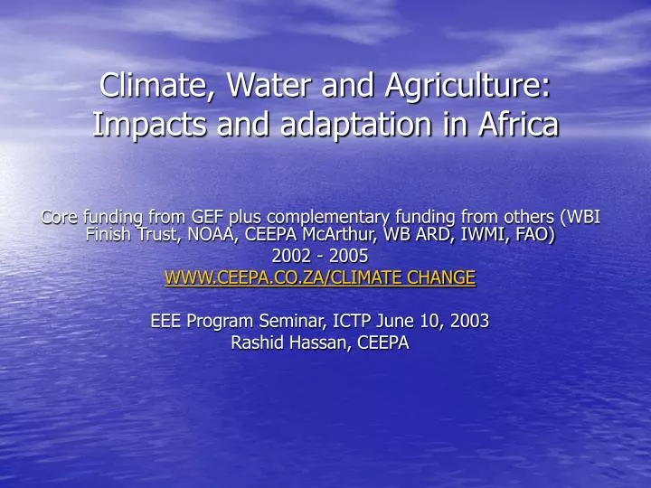 climate water and agriculture impacts and adaptation in africa