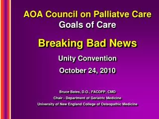 AOA Council on Palliatve Care Goals of Care