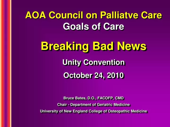 aoa council on palliatve care goals of care