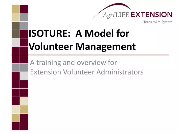 isoture a model for volunteer management