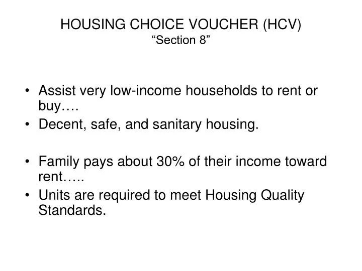 housing choice voucher hcv section 8