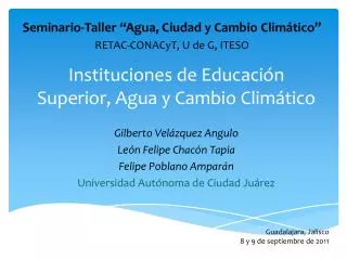 Instituciones de Educación Superior, Agua y Cambio Climático