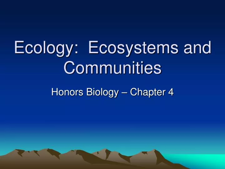 ecology ecosystems and communities