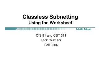 Classless Subnetting Using the Worksheet