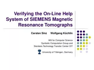 Verifying the On-Line Help System of SIEMENS Magnetic Resonance Tomographs