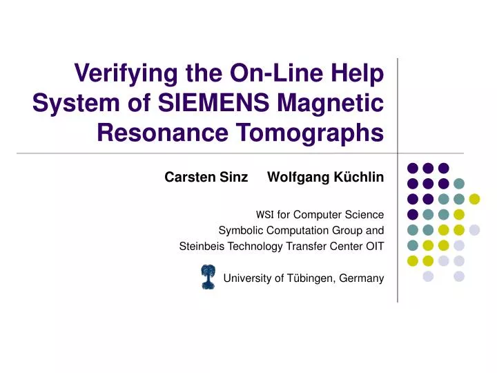 verifying the on line help system of siemens magnetic resonance tomographs