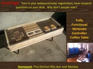 Homework : Prez Election RQs due next Monday