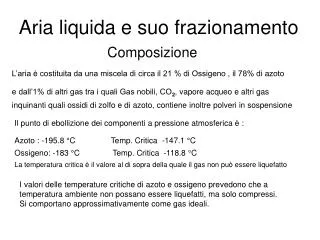 Aria liquida e suo frazionamento